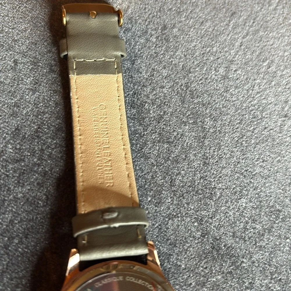 Monroe Classique Quartz Watch Rose Gold Dial Gray Leather Strap Minimalist